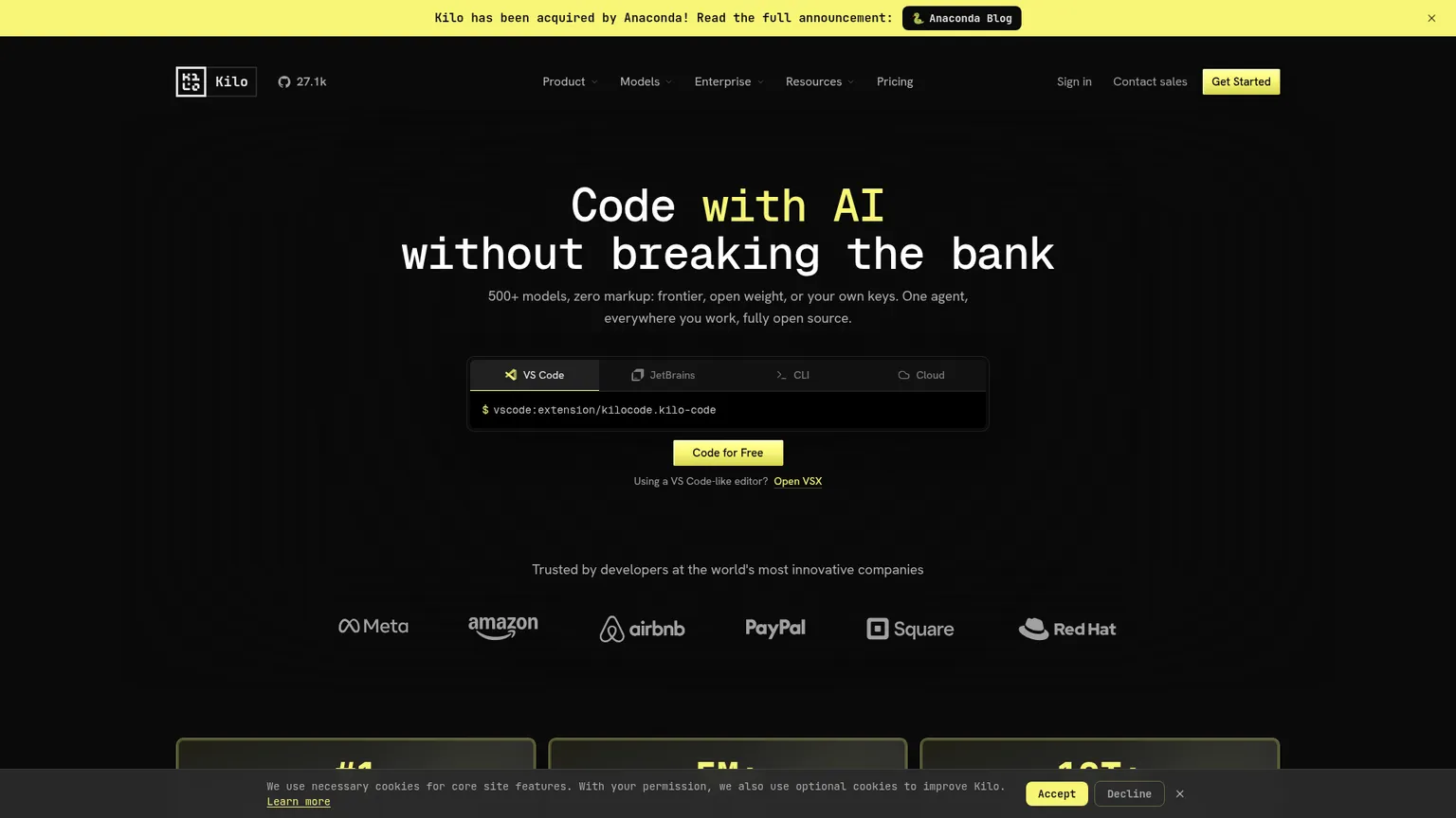 الصفحة الرئيسية لمنصة الوكلاء Kilo Code