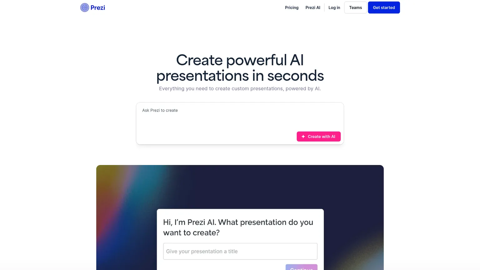 Prezi Present 产品页展示开放式演示画布