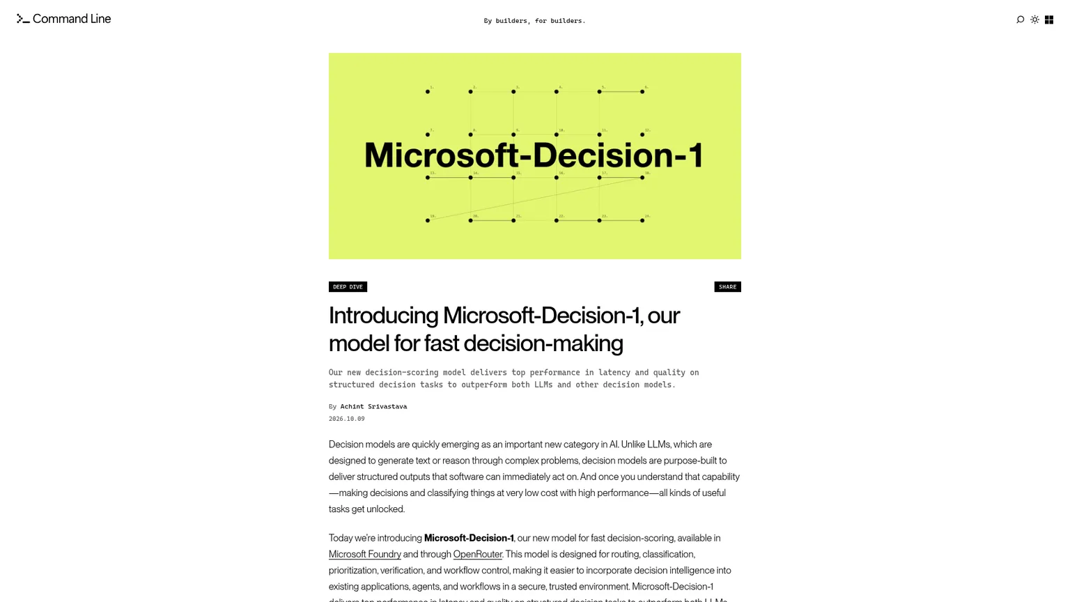 Microsoft-Ankündigung zu Microsoft-Decision-1 mit Angaben zu Architektur, Bereitstellung und Preisen