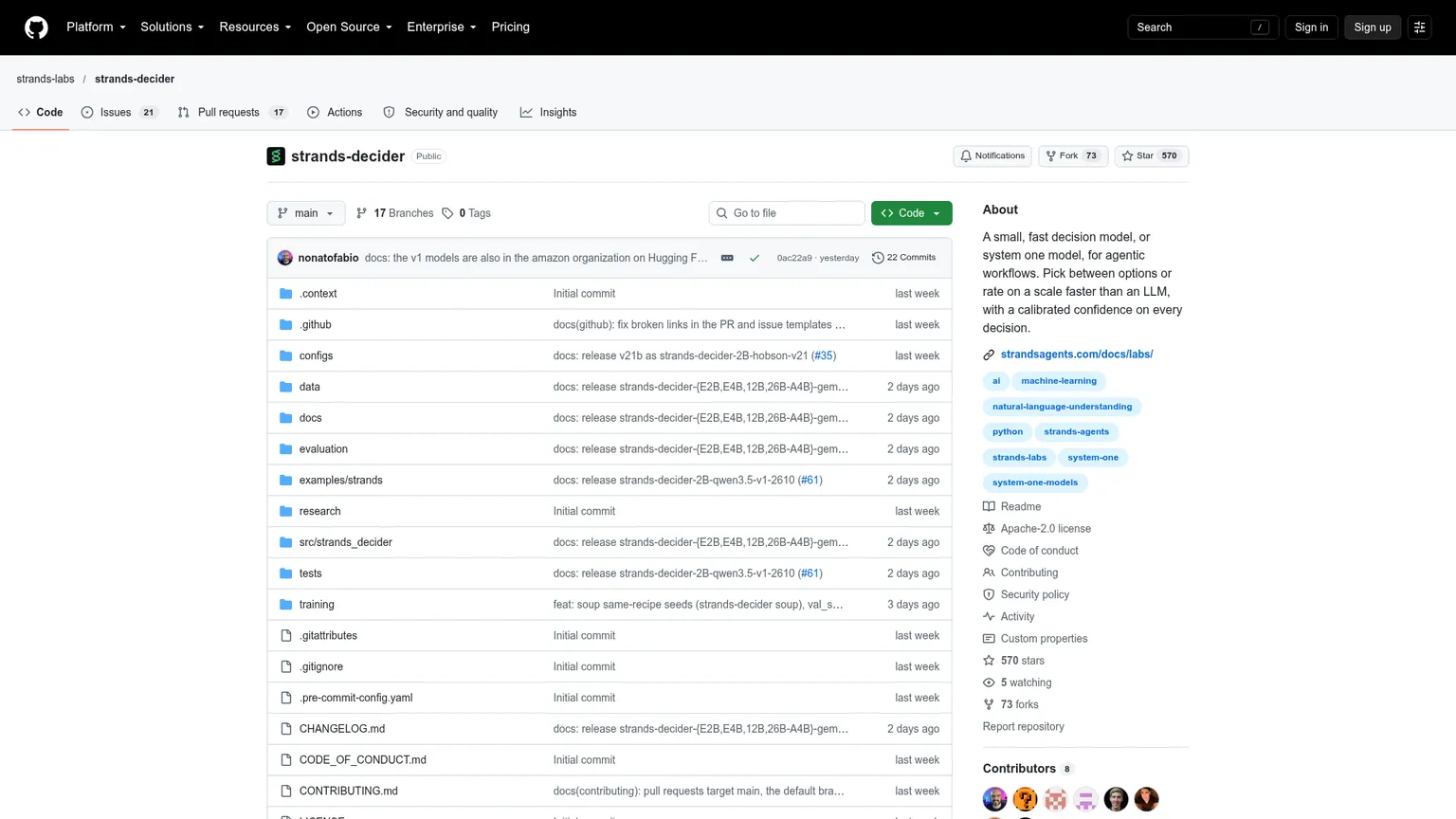 Offizielles Repository für Strands Decider von Strands Labs mit Modellanleitungen und Evaluationen