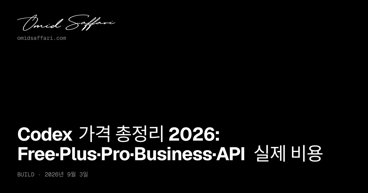Codex 가격 2026: Plus·Pro·API 요금제 총정리 | Omid Saffari
